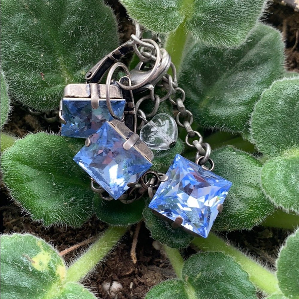 Blue Swarovski crystal necklace and earring set